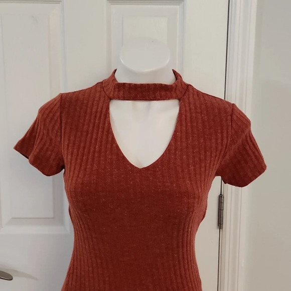 Love J Orange Ribbed Asymmetrical Top - Picture 3 of 12